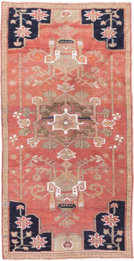 Full view of 1985s Vintage rug from Iran / Persia, 203 × 103 cm in Red tones