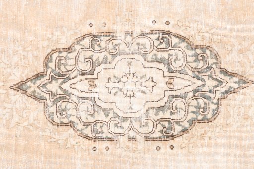 Full view of 1972s Vintage rug from Iran / Persia, 197 × 105 cm in Cream tones