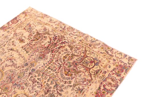 Surface texture of 1960s Vintage rug with natural Wool and intricate pattern