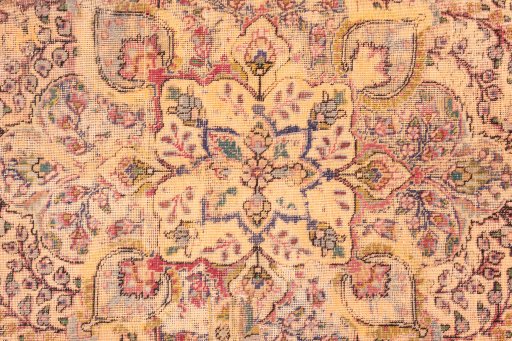 Full view of 1960s Vintage rug from Iran / Persia, 265 × 186 cm in Cream tones