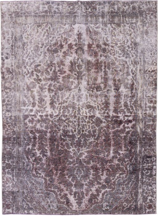 Full view of 1950s Vintage rug from Iran / Persia, 287 × 208 cm in Dark red tones