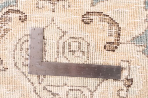 Close-up detail of 1950s Vintage rug from Iran / Persia showing Wool weave