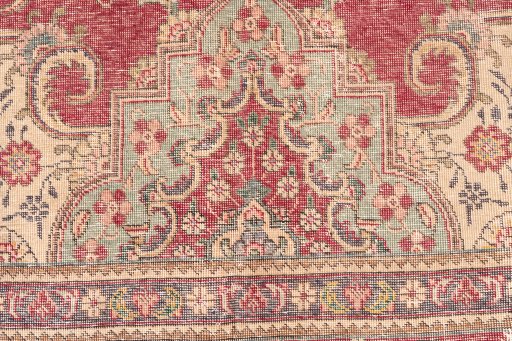 Close-up detail of 1965s Vintage rug from Iran / Persia showing Wool weave
