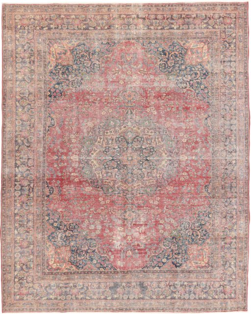 Full view of 1980s Vintage rug from Iran / Persia, 372 × 297 cm in Red tones
