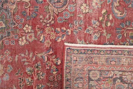 Full view of 1980s Vintage rug from Iran / Persia, 372 × 297 cm in Red tones