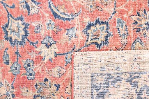 Close-up detail of 1950s Vintage rug from Iran / Persia showing Wool weave