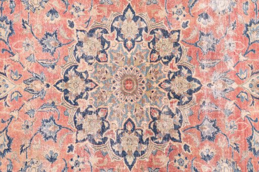 Full view of 1950s Vintage rug from Iran / Persia, 350 × 245 cm in Red tones