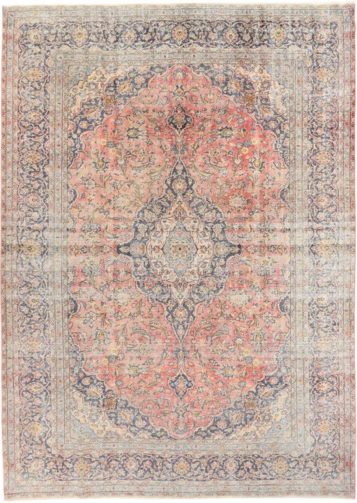 Full view of 1980s Vintage rug from Iran / Persia, 415 × 292 cm in Red tones
