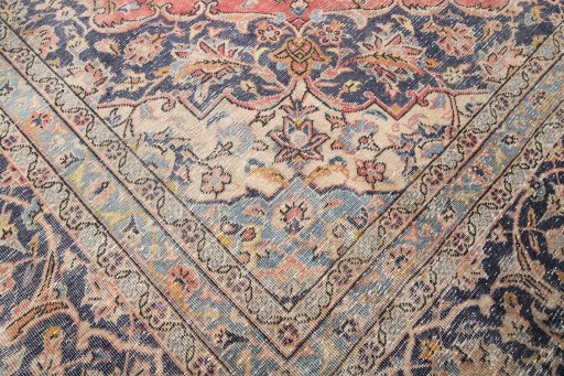 Close-up detail of 1980s Vintage rug from Iran / Persia showing Wool weave
