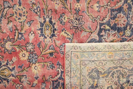 Full view of 1980s Vintage rug from Iran / Persia, 415 × 292 cm in Red tones