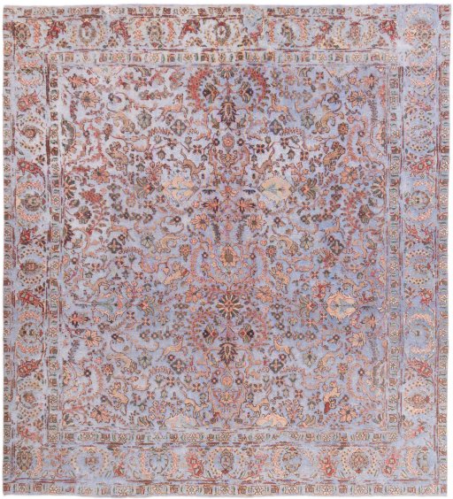Full view of 1950s Vintage rug from Iran / Persia, 317 × 285 cm in Blue tones