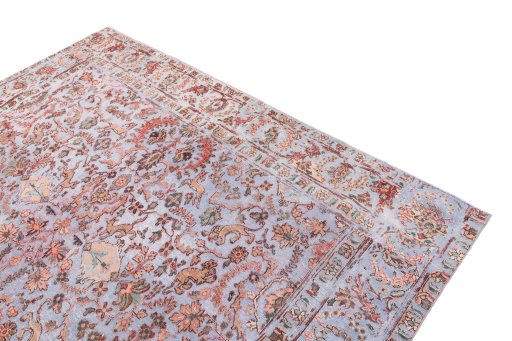 Surface texture of 1950s Vintage rug with natural Wool and intricate pattern