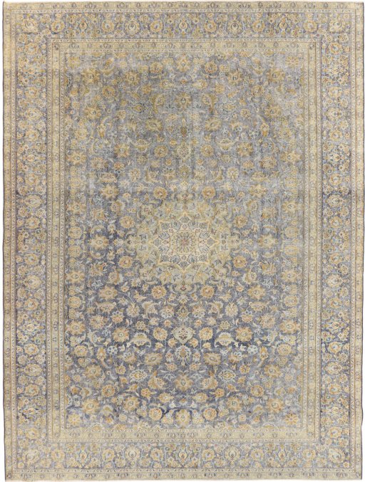 Full view of 1980s Vintage rug from Iran / Persia, 400 × 295 cm in Blue tones