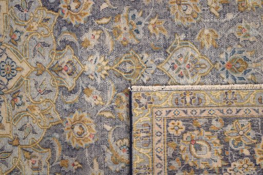 Corner detail of 1980s Vintage rug showing border pattern and Wool pile