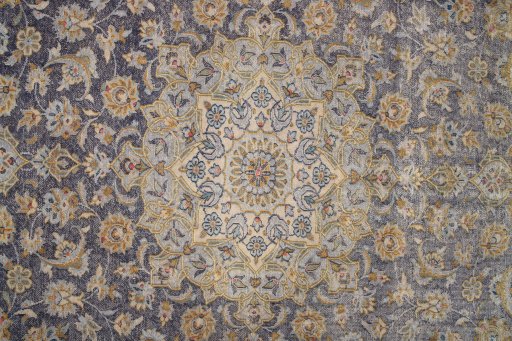 Close-up detail of 1980s Vintage rug from Iran / Persia showing Wool weave