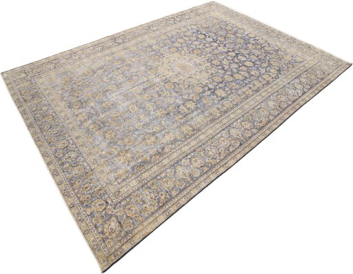 Corner detail of 1980s Vintage rug showing border pattern and Wool pile