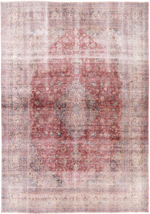 Full view of 1950s Vintage rug from Iran / Persia, 420 × 295 cm in Red tones