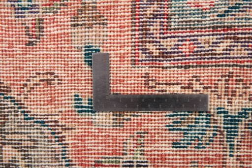 Close-up detail of 1980s Vintage rug from Iran / Persia showing Wool weave