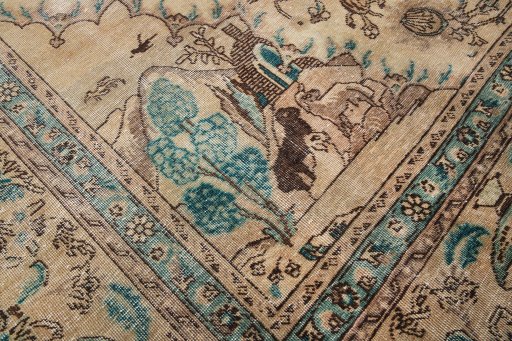 Close-up detail of 1980s Vintage rug from Iran / Persia showing Wool weave