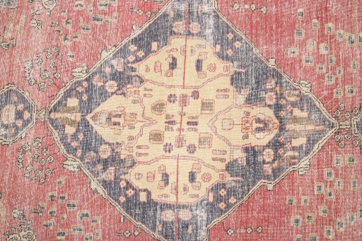 Corner detail of 1980s Vintage rug showing border pattern and Wool pile