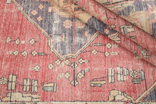 Close-up detail of 1980s Vintage rug from Iran / Persia showing Wool weave