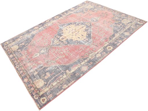 Corner detail of 1980s Vintage rug showing border pattern and Wool pile