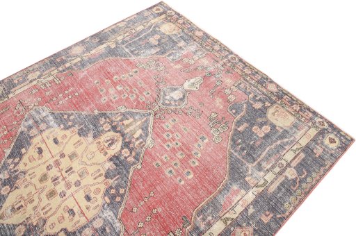 Surface texture of 1980s Vintage rug with natural Wool and intricate pattern