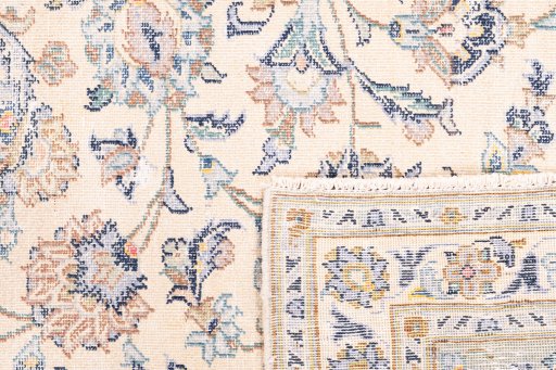 Close-up detail of 1970s Vintage rug from Iran / Persia showing Wool weave