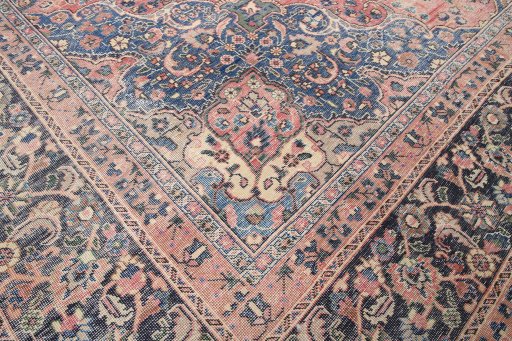 Close-up detail of 1970s Vintage rug from Iran / Persia showing Wool weave