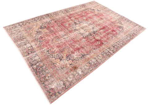 Close-up detail of 1950s Vintage rug from Iran / Persia showing Wool weave