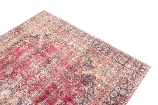 Surface texture of 1950s Vintage rug with natural Wool and intricate pattern