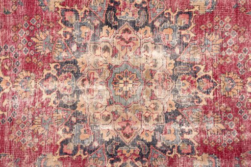 Full view of 1950s Vintage rug from Iran / Persia, 327 × 225 cm in Red tones