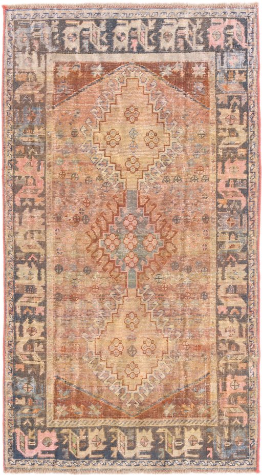 Full view of 1955s Vintage rug from Iran / Persia, 160 × 86 cm in Red tones