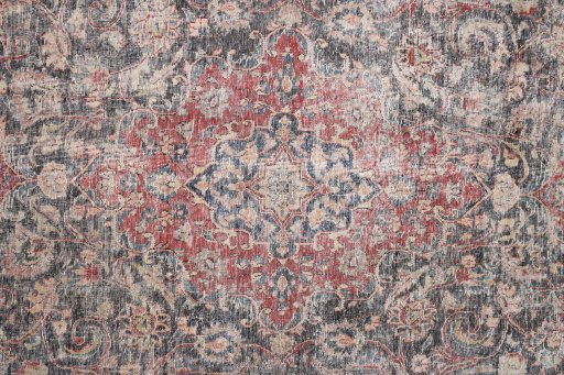 Corner detail of 1970s Vintage rug showing border pattern and Wool pile