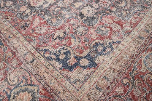 Close-up detail of 1970s Vintage rug from Iran / Persia showing Wool weave
