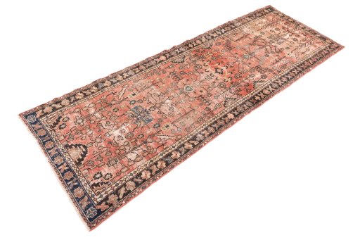 Close-up detail of 1950s Vintage rug from Iran / Persia showing Wool weave