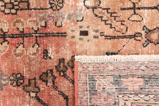 Close-up detail of 1950s Vintage rug from Iran / Persia showing Wool weave