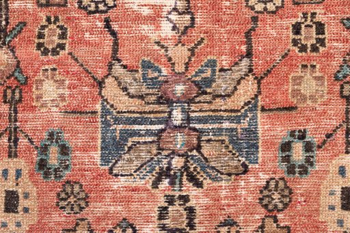Full view of 1950s Vintage rug from Iran / Persia, 275 × 95 cm in Multi Color tones