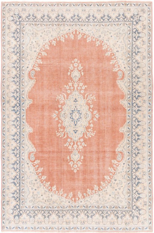 Full view of 1955s Vintage rug from Iran / Persia, 262 × 172 cm in Red tones