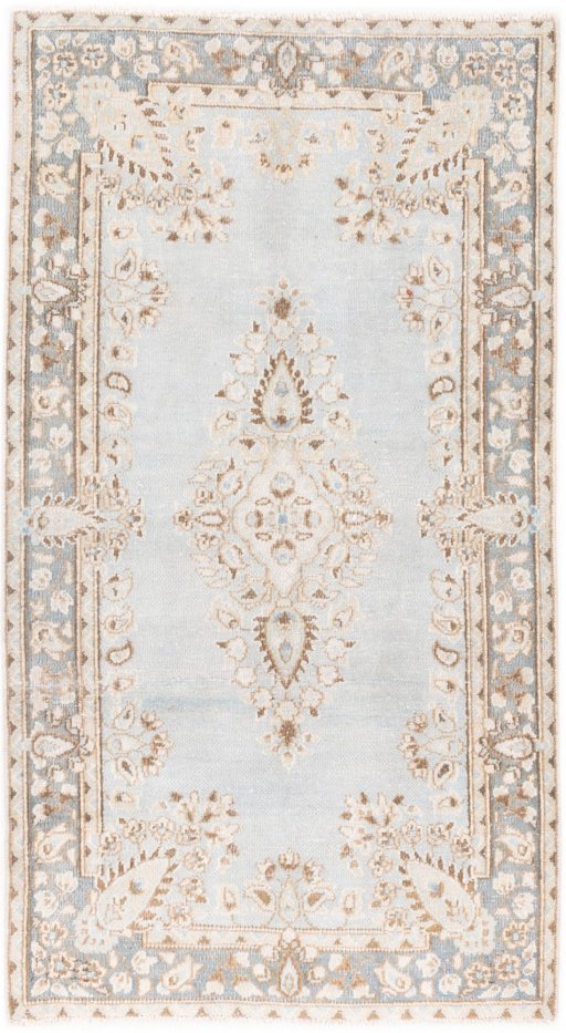 Full view of 1960s Vintage rug from Iran / Persia, 133 × 70 cm in Cream tones