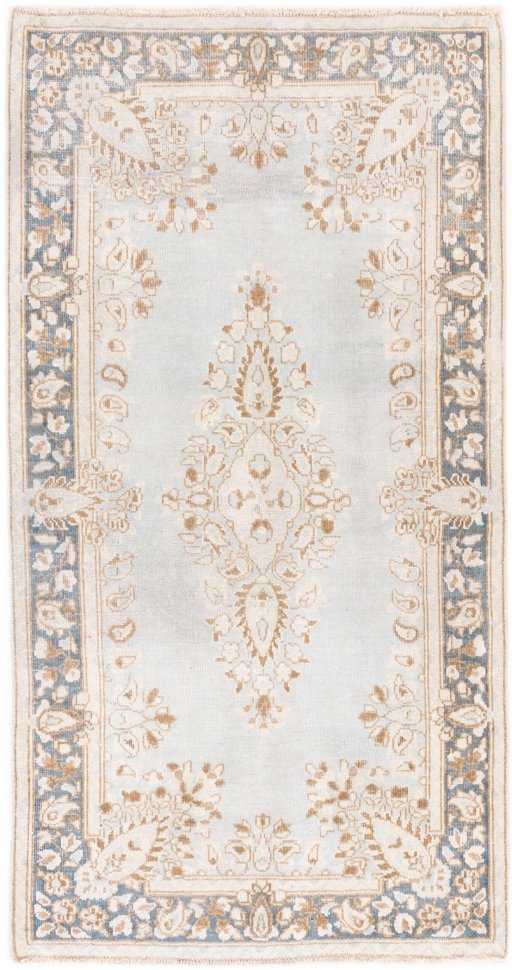 Full view of 1960s Vintage rug from Iran / Persia, 140 × 71 cm in Cream tones