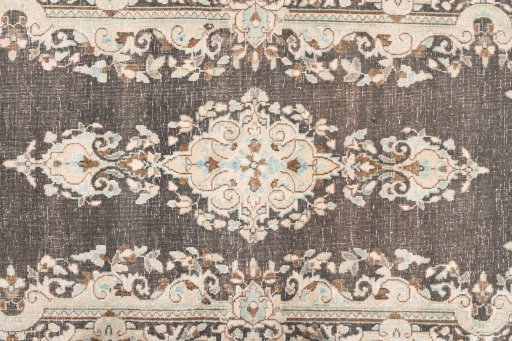 Close-up detail of 1955s Vintage rug from Iran / Persia showing Wool weave