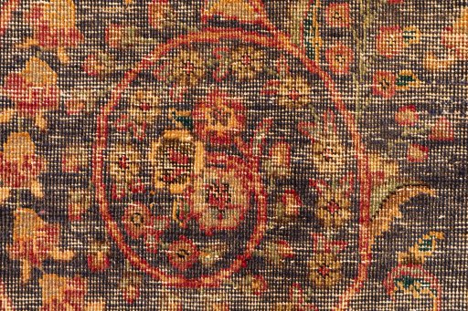 Full view of 1945s Vintage rug from Iran / Persia, 195 × 148 cm in Dark blue tones