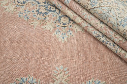 Close-up detail of 1960s Vintage rug from Iran / Persia showing Wool weave