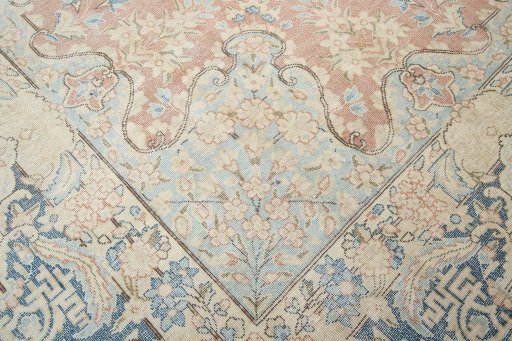 Close-up detail of 1960s Vintage rug from Iran / Persia showing Wool weave