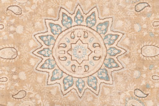 Close-up detail of 1970s Vintage rug from Iran / Persia showing Wool weave