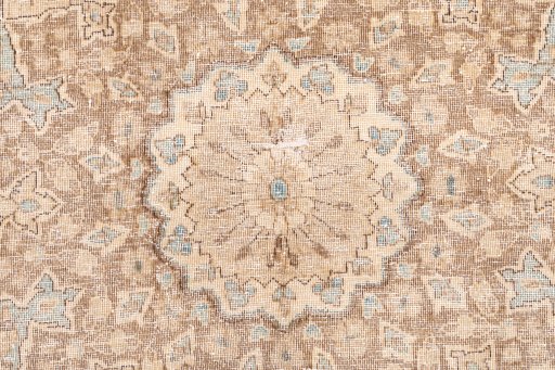 Close-up detail of 1970s Vintage rug from Iran / Persia showing Wool weave
