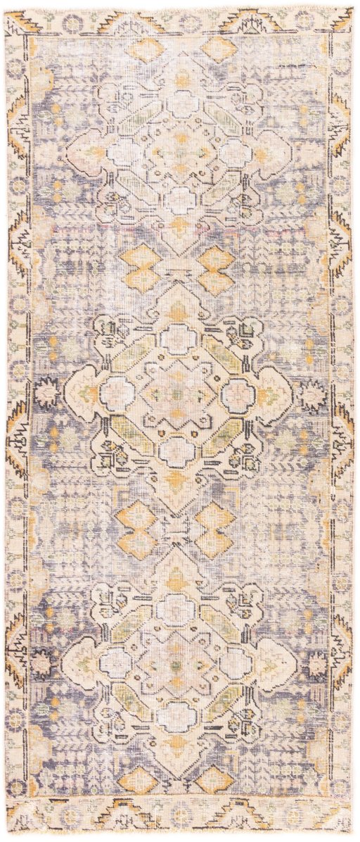 Full view of 1970s Vintage rug from Iran / Persia, 207 × 85 cm in Blue tones