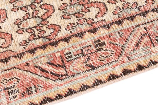 Backside of handmade 1976s Vintage rug showing knot structure and weave density