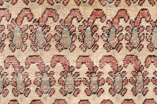 Full view of 1976s Vintage rug from Iran / Persia, 370 × 103 cm in Cream tones